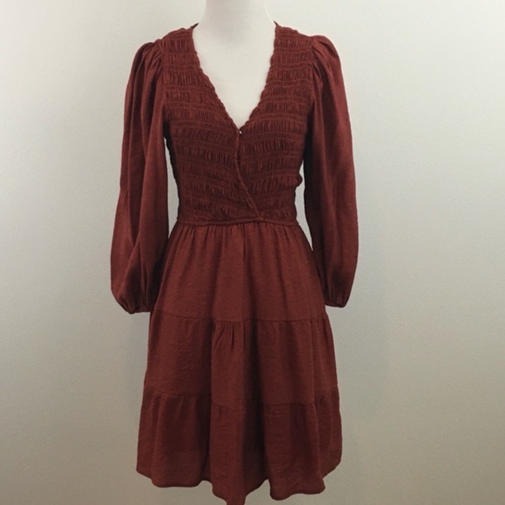 By The River | Smocked Dark Auburn Dress
